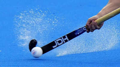 Intense hockey action