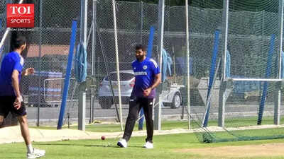 Jasprit Bumrah bowling in the nets